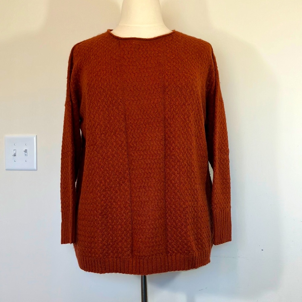 Peruvian Connection women's sz L royal alpaca cable knit pullover sweater
